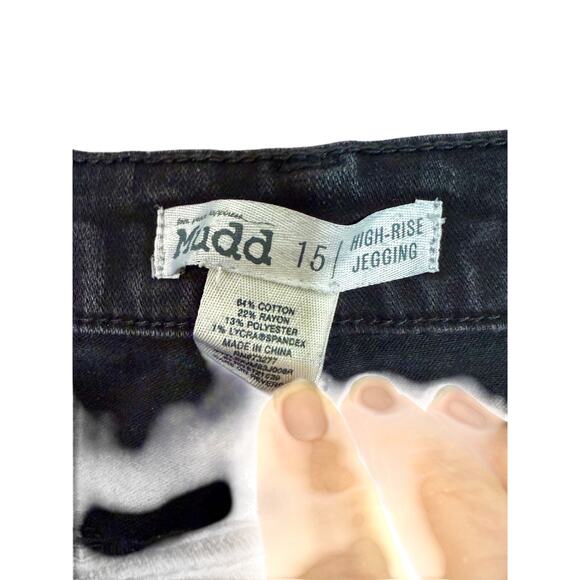 Mudd Button Fly Black Jeggings Stretchy Pockets Size 15 - Picture 4 of 8